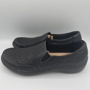 Clarks Women's Cora Sky Black Leather Loafers Size 10